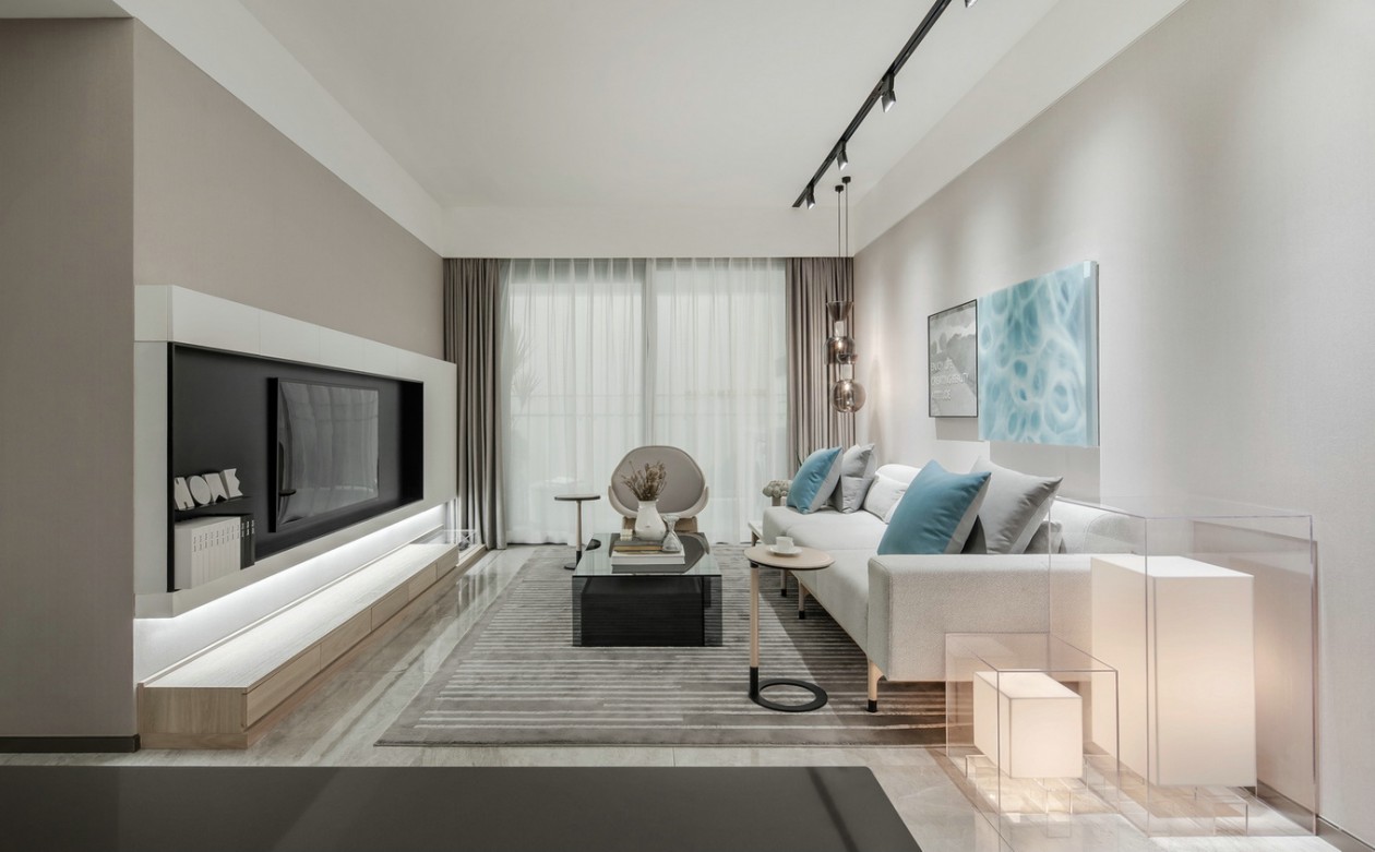 现代轻奢风格室内设计家装案例-客厅 现代轻奢风格室内设计家装案例-客厅