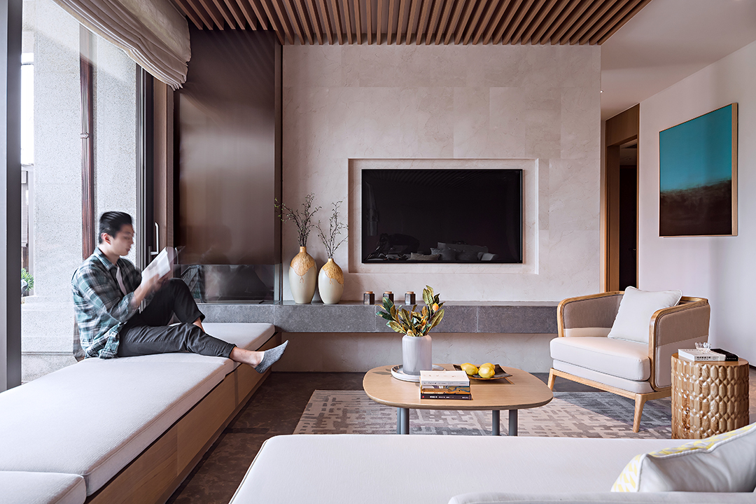 日式原木简约风格室内家装案例效果图-客厅飘窗 日式原木简约风格室内家装案例效果图-客厅飘窗