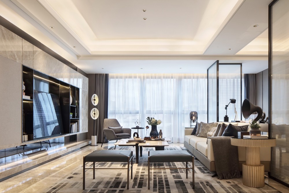 现代轻奢风格室内设计家装案例-客厅 现代轻奢风格室内设计家装案例-客厅